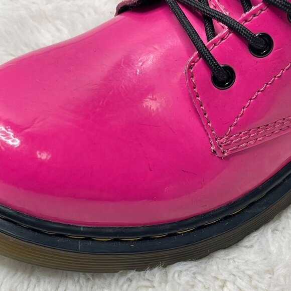 Dr. Martens Kid's Pink Delaney Softy T Leather Lace Up Boots Shoes Size 3 US - Picture 11 of 13